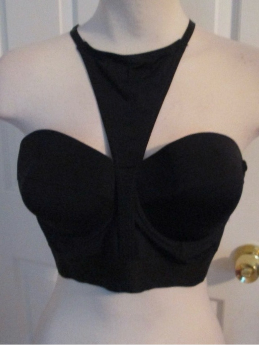 BEBE Black High-Neck Bustier Crop Top - Women